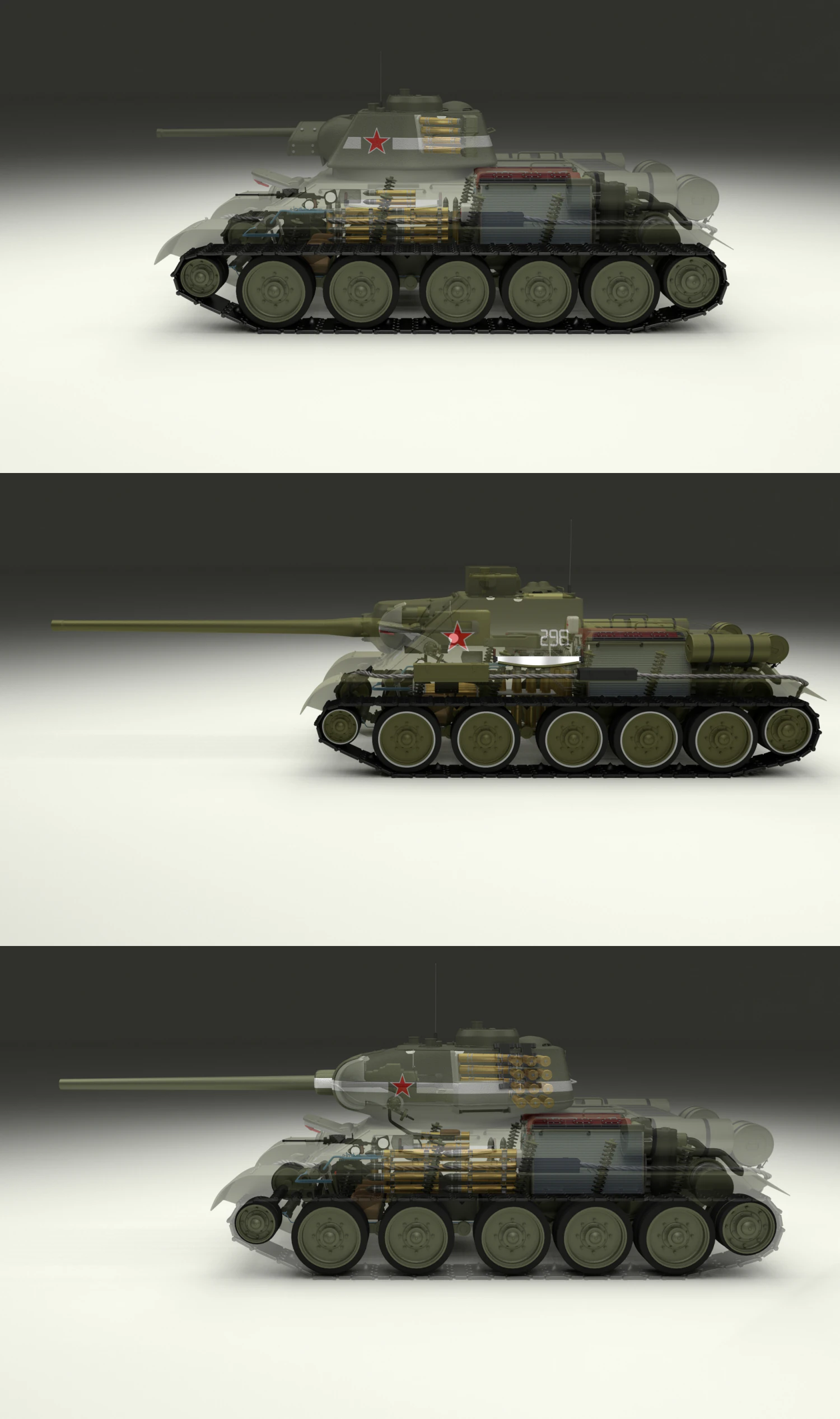 ussr armor pack with interior and engine bay 3D Model .c4d .max .obj .3ds .fbx .stl .blend 