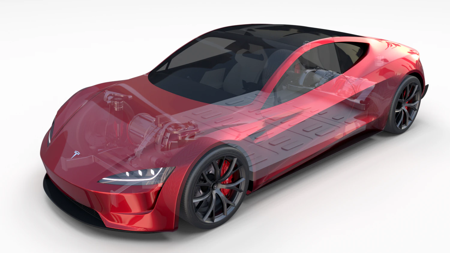 tesla roadster 2020 with interior and chassis 3D Model .c4d .max .obj .3ds .fbx .stl .blend 