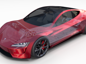 tesla roadster 2020 with interior and chassis 3D-Modell