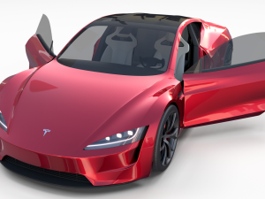tesla roadster 2020 with interior and chassis Model 3D
