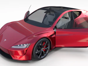 tesla roadster 2020 with interior and chassis 3D Model