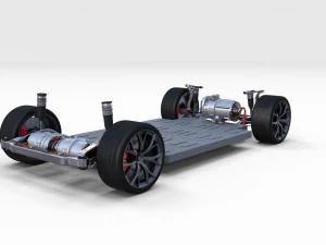 tesla roadster 2020 with interior and chassis 3D Model