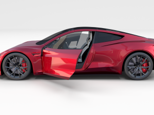 tesla roadster 2020 with interior and chassis Model 3D