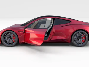 tesla roadster 2020 with interior and chassis 3D Model