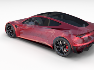 tesla roadster 2020 with interior and chassis Model 3D