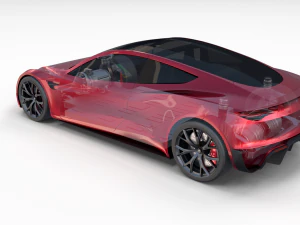 tesla roadster 2020 with interior and chassis 3D Model
