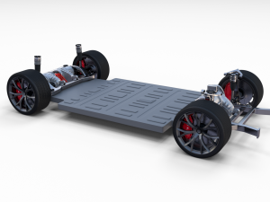 tesla roadster 2020 with interior and chassis Model 3D