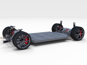 tesla roadster 2020 with interior and chassis Model 3D