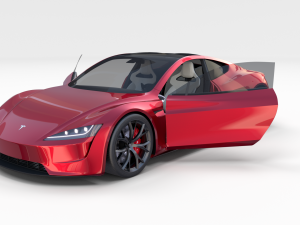 tesla roadster 2020 with interior and chassis Model 3D