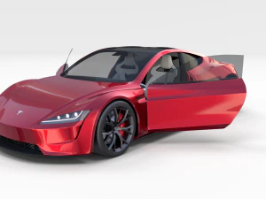 tesla roadster 2020 with interior and chassis 3D Model