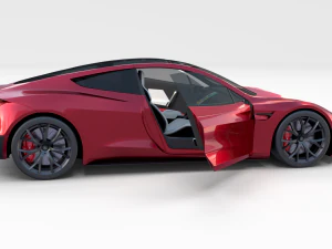 tesla roadster 2020 with interior and chassis 3D Model