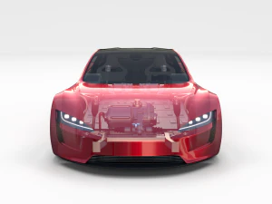 tesla roadster 2020 with interior and chassis 3D Model