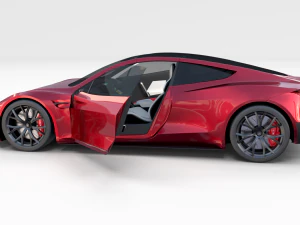 tesla roadster 2020 with interior and chassis 3D Model