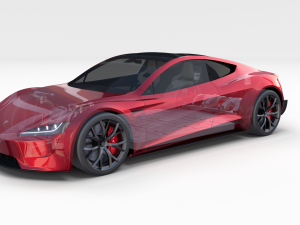 tesla roadster 2020 with interior and chassis Model 3D