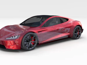 tesla roadster 2020 with interior and chassis 3D Model