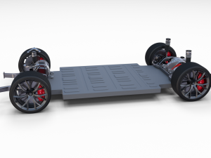 tesla roadster 2020 with interior and chassis Model 3D