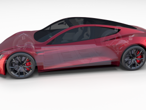 tesla roadster 2020 with interior and chassis Model 3D