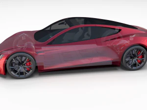 tesla roadster 2020 with interior and chassis 3D Model