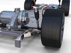 tesla roadster 2020 with interior and chassis 3D Model