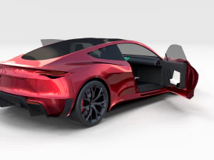 tesla roadster 2020 with interior and chassis 3D Model