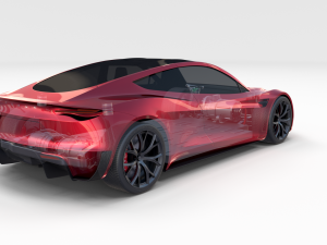 tesla roadster 2020 with interior and chassis Model 3D