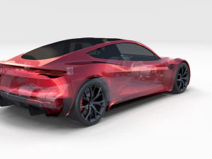 tesla roadster 2020 with interior and chassis 3D Model