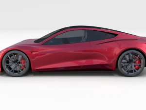 tesla roadster 2020 with interior and chassis 3D Model