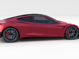 tesla roadster 2020 with interior and chassis Model 3D