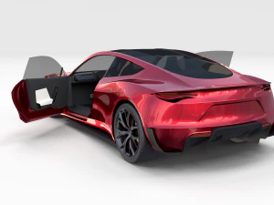 tesla roadster 2020 with interior and chassis 3D Model