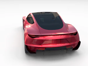 tesla roadster 2020 with interior and chassis 3D Model