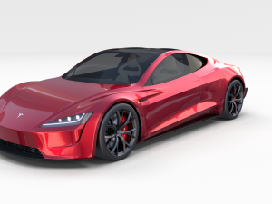 tesla roadster 2020 with interior and chassis Model 3D