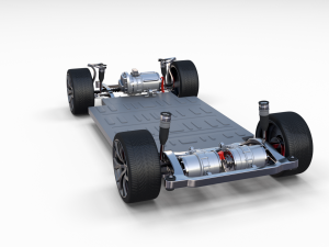 tesla roadster 2020 with interior and chassis Model 3D