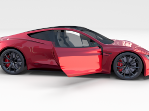 tesla roadster 2020 with interior and chassis Model 3D