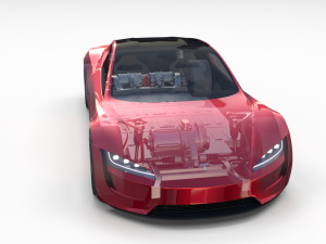 tesla roadster 2020 with interior and chassis Model 3D