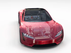 tesla roadster 2020 with interior and chassis 3D Model