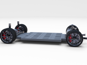 tesla roadster 2020 with interior and chassis Model 3D