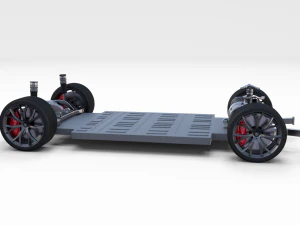 tesla roadster 2020 with interior and chassis 3D Model