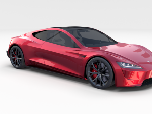tesla roadster 2020 with interior and chassis Model 3D