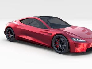tesla roadster 2020 with interior and chassis 3D Model