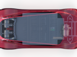 tesla roadster 2020 with interior and chassis Model 3D