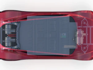tesla roadster 2020 with interior and chassis 3D Model