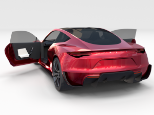 tesla roadster 2020 with interior and chassis Model 3D