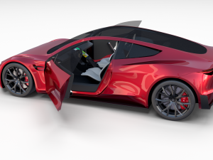 tesla roadster 2020 with interior and chassis Model 3D