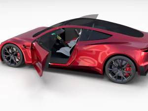 tesla roadster 2020 with interior and chassis 3D Model