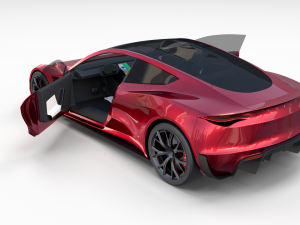 tesla roadster 2020 with interior and chassis Model 3D