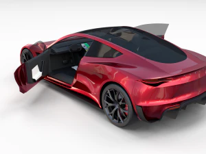 tesla roadster 2020 with interior and chassis 3D Model
