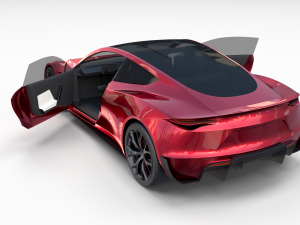 tesla roadster 2020 with interior and chassis Model 3D