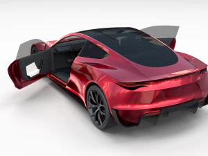 tesla roadster 2020 with interior and chassis 3D Model