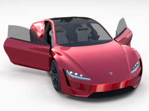 tesla roadster 2020 with interior and chassis Model 3D