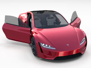 tesla roadster 2020 with interior and chassis 3D Model